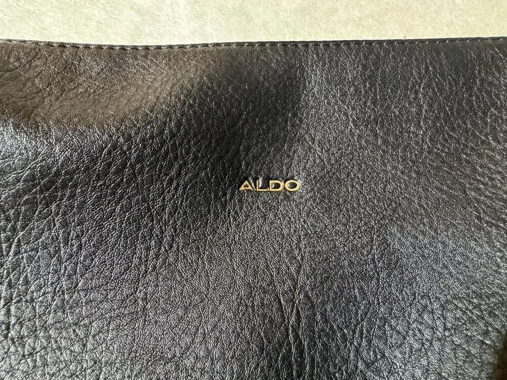 Aldo Leather Carrying Case Black Gold Zipper